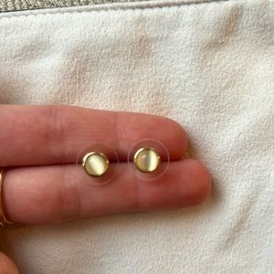 Gold and Clouded Stone Earrings